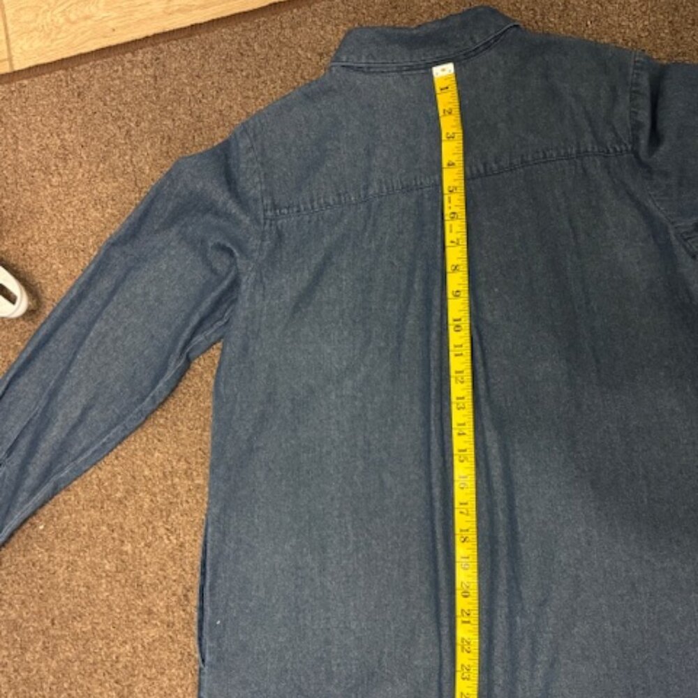 JOAN RIVERS DENIM BUTTON DOWN TOP XS - Picture 10 of 13